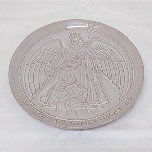Frankoma 1973 The Annunciation Plate John Frank Della Robia White Glazed Ceramic